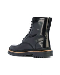 Burberry Lace Up Polished Leather Boots