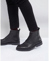 Zign Leather Lace Up Boots In Black