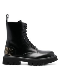 Moschino Logo Embossed Ankle Boots