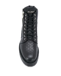 Balmain Logo Embossed Leather Boots