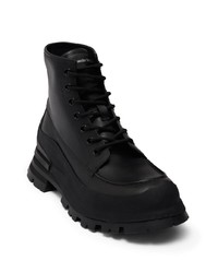 Alexander McQueen Logo Embossed Leather Combat Boots
