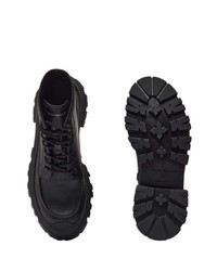 Alexander McQueen Logo Embossed Leather Combat Boots