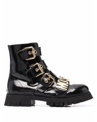 Moschino Logo Plaque Ankle Boots