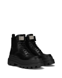 Dolce & Gabbana Logo Plaque Brushed Leather Ankle Boots