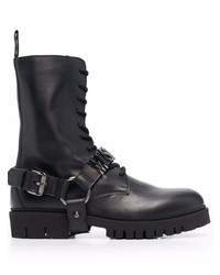 Moschino Logo Plaque Lace Up Boots