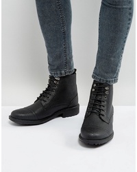 Brave Soul Milled Lace Up Boots In Black
