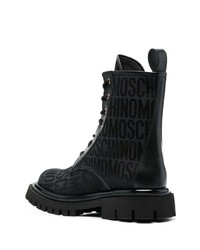 Moschino Monogram Pattern Lace Up Boots