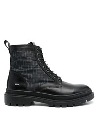 Karl Lagerfeld Outland Mixed Panel Combat Boots