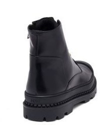 Fendi Palladium Calf Leather Combat Boots