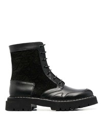 Ferragamo Panelled Leather Lace Up Boots