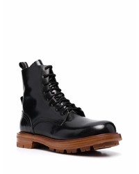 Alexander McQueen Patent Leather Lace Up Boots