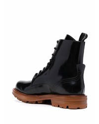 Alexander McQueen Patent Leather Lace Up Boots