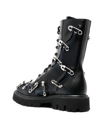 Moschino Safety Pin Leather Lace Up Boots