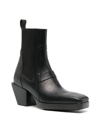 Rick Owens Square Toe Leather Ankle Boots