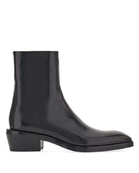 Ferragamo Squared Toe Leather Ankle Boots