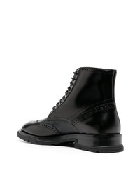 Alexander McQueen Textured Lace Up Boots