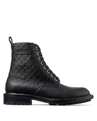 Jimmy Choo Turing Monogram Embossed Lace Up Boots