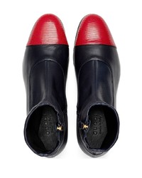 Gucci Two Tone Leather Ankle Boots
