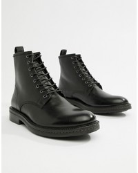 WALK LONDON Wolf Lace Up Boots In Black