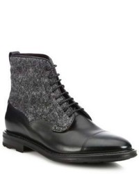 Fratelli Rossetti Wool Leather Lace Up Boots