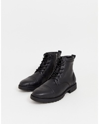 Pull&Bear Worker Boots In Black