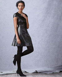 Neiman Marcus Leather Fit And Flare Dress