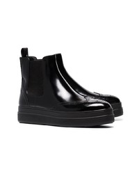 Prada 45 Leather Flatform Chelsea Boots