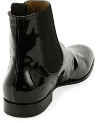 Gianvito Rossi Alain Patent Leather Chelsea Boot Black