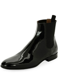 Gianvito Rossi Alain Patent Leather Chelsea Boot Black