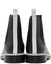 McQ Alexander Ueen Black White Leather Chelsea Boots
