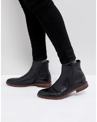 ASOS DESIGN Asos Chelsea Boots In Black Leather With Texture And Zip Detail