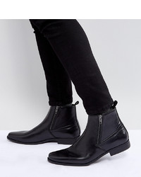 ASOS DESIGN Asos Wide Fit Chelsea Boots In Black Faux Leather With Zips