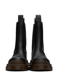 Bottega Veneta Black And Brown Medium Bv Tire Chelsea Boots