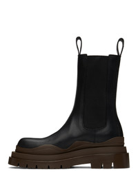 Bottega Veneta Black And Brown Medium Bv Tire Chelsea Boots