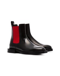 Alexander McQueen Black And Red Chelsea Leather Boots