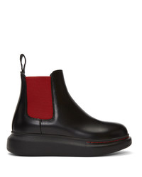 Alexander McQueen Black And Red Hybrid Chelsea Boots
