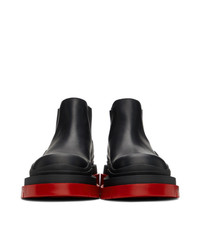 Bottega Veneta Black And Red Low Bv Tire Chelsea Boots