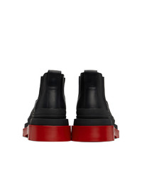 Bottega Veneta Black And Red Low Bv Tire Chelsea Boots