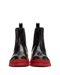 DSQUARED2 Black And Red Tank Rain Chelsea Boots