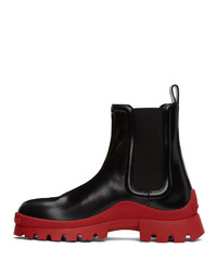 DSQUARED2 Black And Red Tank Rain Chelsea Boots