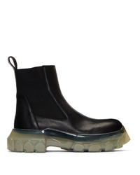 Rick Owens Black And Transparent Tractor Beetle Boots