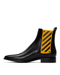 Off-White Black And Yellow Chelsea Boots