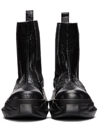 Rick Owens DRKSHDW Black Crinkle Abstract Beetle Chelsea Boots