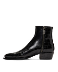 Givenchy Black Croc Dallas Zip Boots