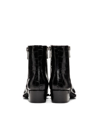 Givenchy Black Croc Dallas Zip Boots