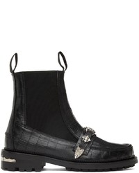 Toga Virilis Black Croc Moc Chelsea Boots