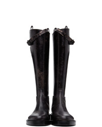 Ann Demeulemeester Black Distressed Riding Boots