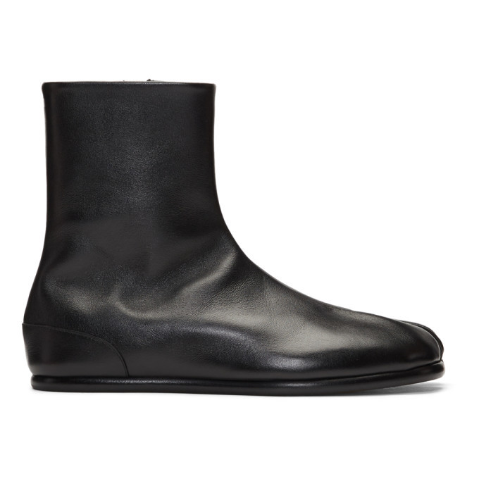 Maison Margiela Black Flat Tabi Boots, $471 | SSENSE | Lookastic