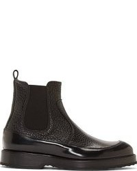 Pierre Hardy Black Grained Leather Chelsea Boots