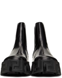 Versace Black Greca Labyrinth Chelsea Boots